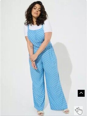Torrid NEW Size 1 Short: Wide Leg Stretch Crepe Polka Dot Overall Jumper